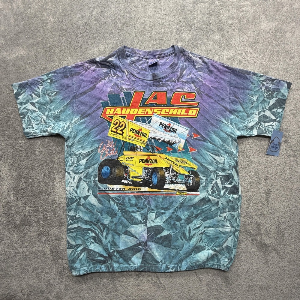 Vintage All Sport Shirt Mens 3XL Multicolor Racing Graphic Haudenschild 90s‎